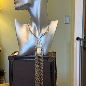 Waterfall faux necklace with earrings.